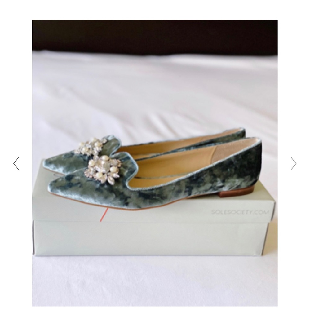 Sole Society Velvet Green Flats